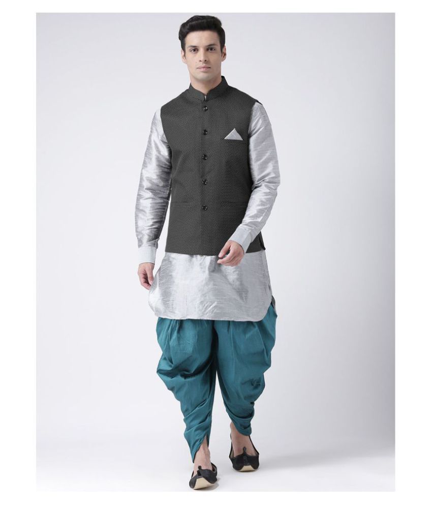     			Deyann Black Linen Kurta Pyjama Set