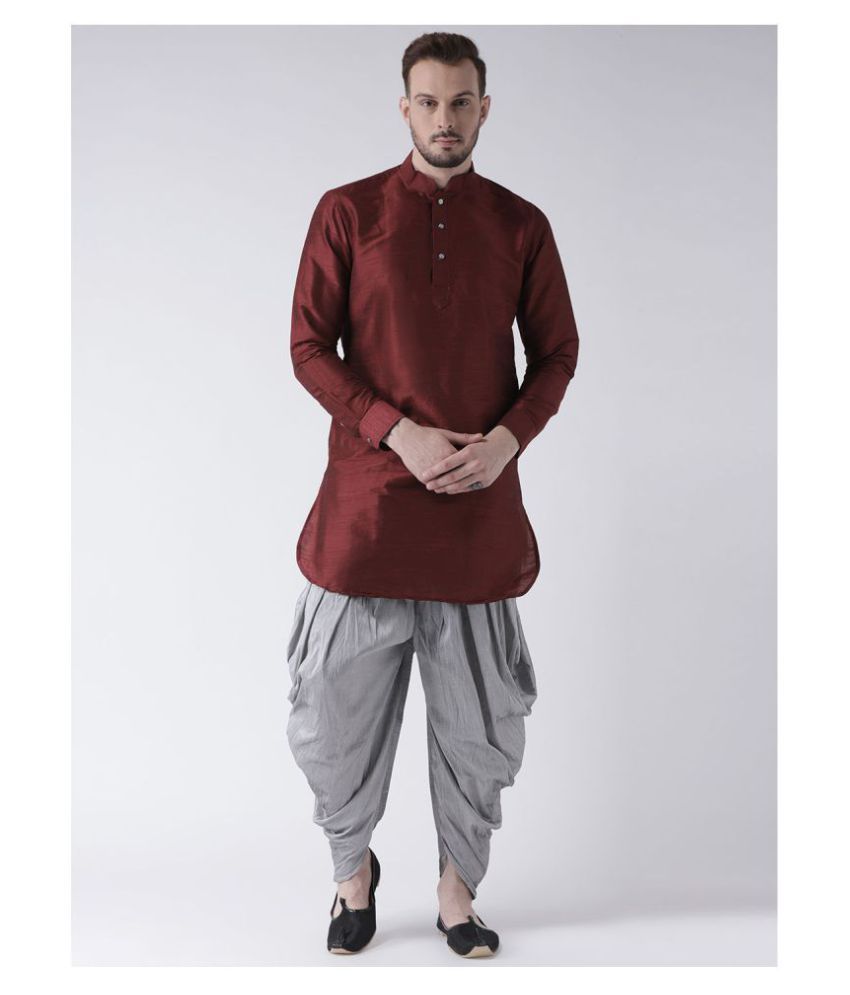     			Deyann Brown Silk Blend Kurta Pyjama Set