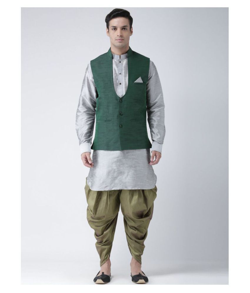     			Deyann Green Cotton Kurta Pyjama Set