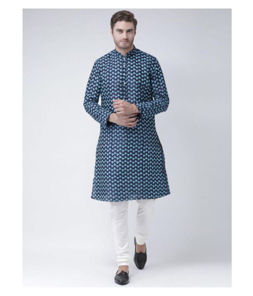     			Deyann Navy Silk Blend Kurta Pyjama Set