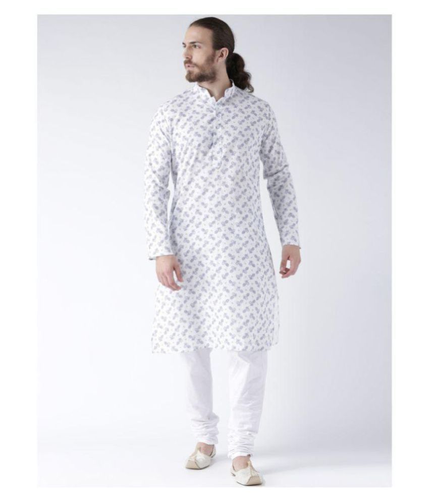     			Deyann White Linen Kurta Pyjama Set