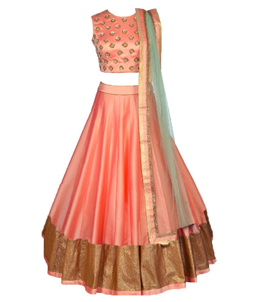 Simple chaniya choli Orange Art Silk Circular Semi Stitched ...