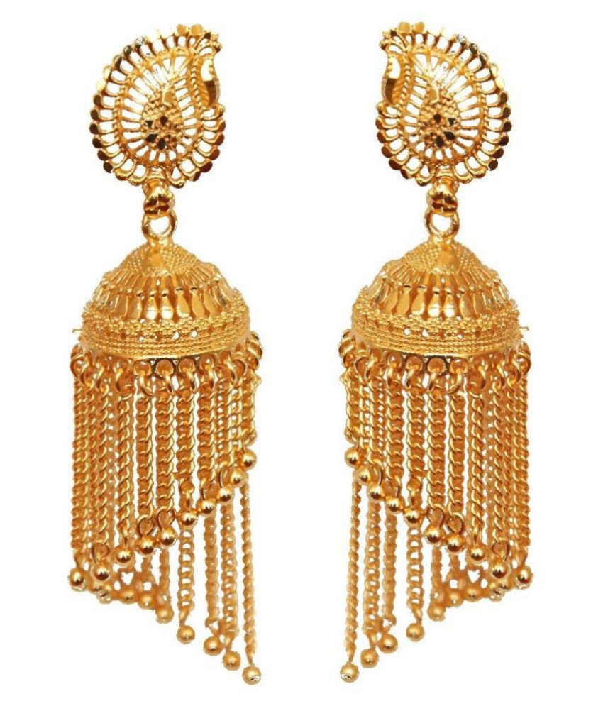     			Happy Stoning One Gram Gold Plated Jhallar tasselled Bridal & BeautifulJhumki