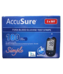 ACCUSURE Simple Blood Glucose Test 100 Strips, 2 X 50 Test Strip (Multicolor)