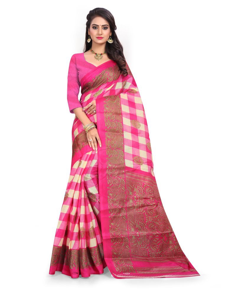     			SVB SAREES Pink Art Silk Saree