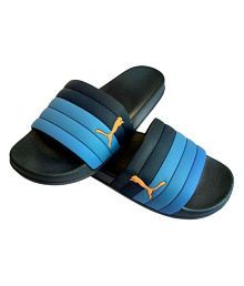 puma blue slide flip flop