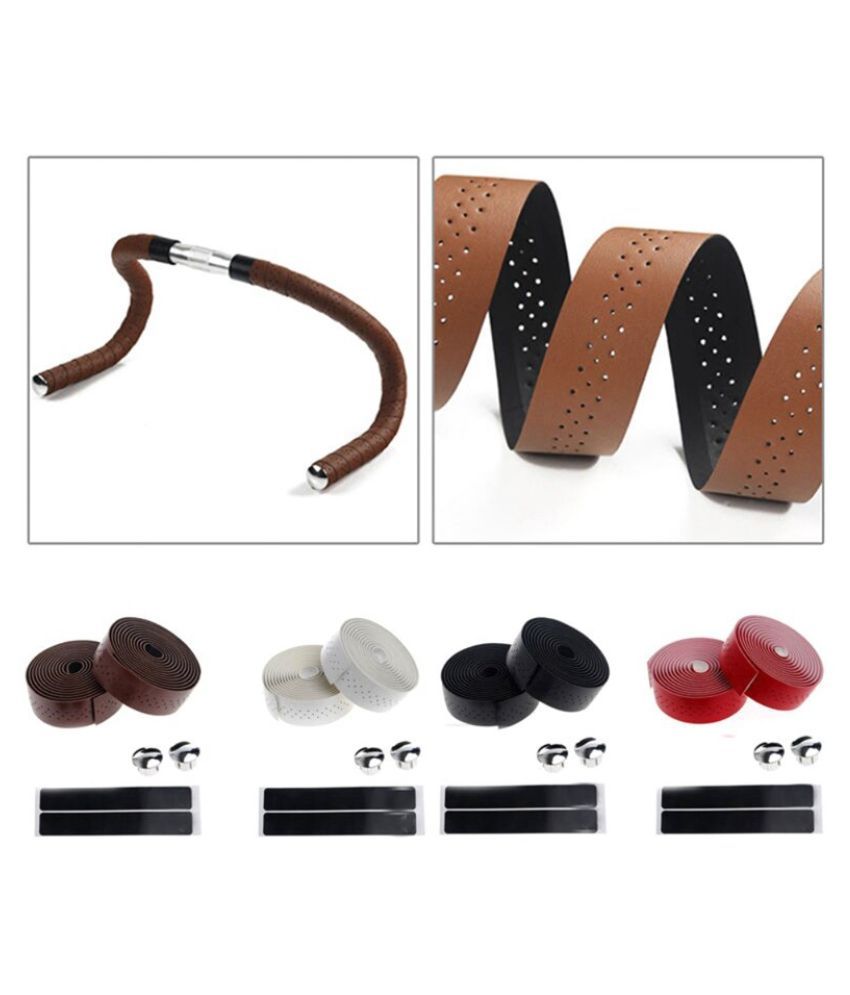 MTB Bicycle Handlebar Tape Road Bike PU Leather Perforated Belt Breathable Soft