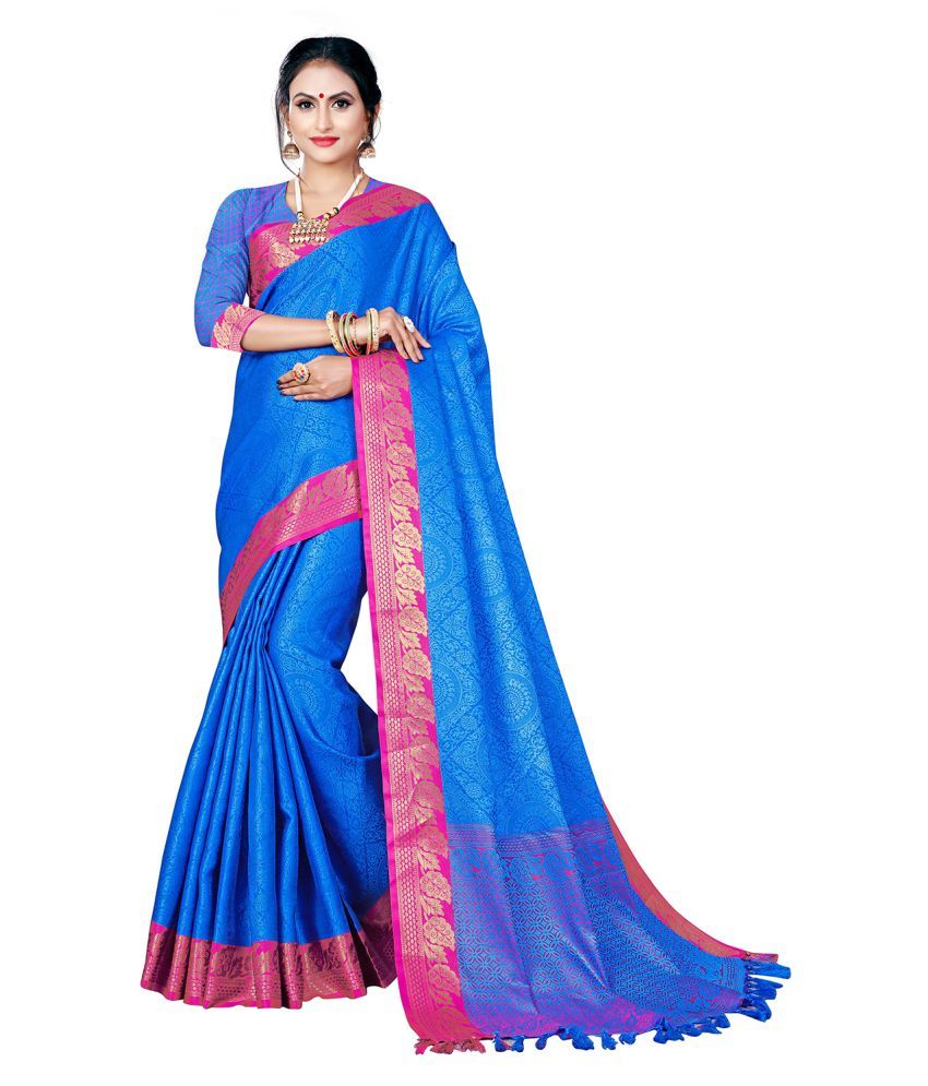     			Pisara Blue Banarasi Silk Saree