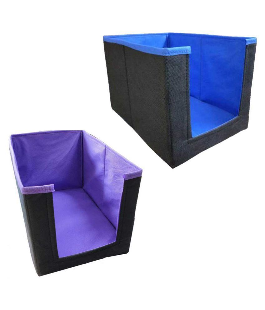     			Shirt  Stacker Closet Organizer Shirts and Clothing Organizer Foldable storage boxes for cloth storage box (Set of 2)- puple blue