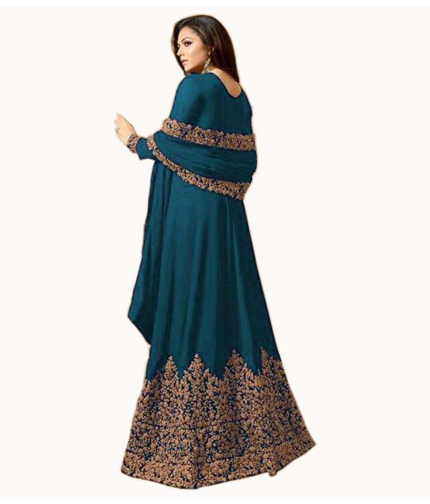 designer turquoise georgette floor length anarkali suit