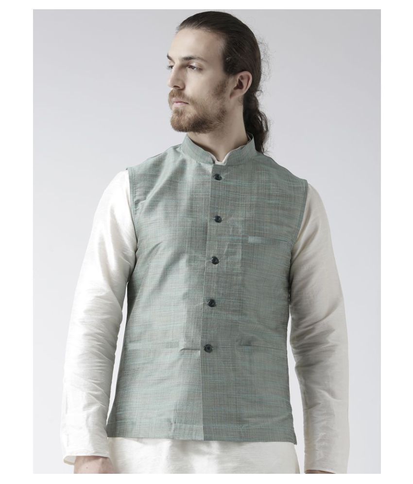     			Deyann Blue Silk Blend Nehru Jacket