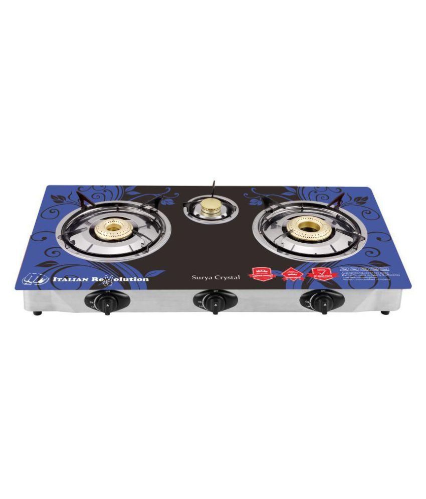 Surya Crystal SCR1003BN 3 Burner Auto Gas Stove Price in India Buy