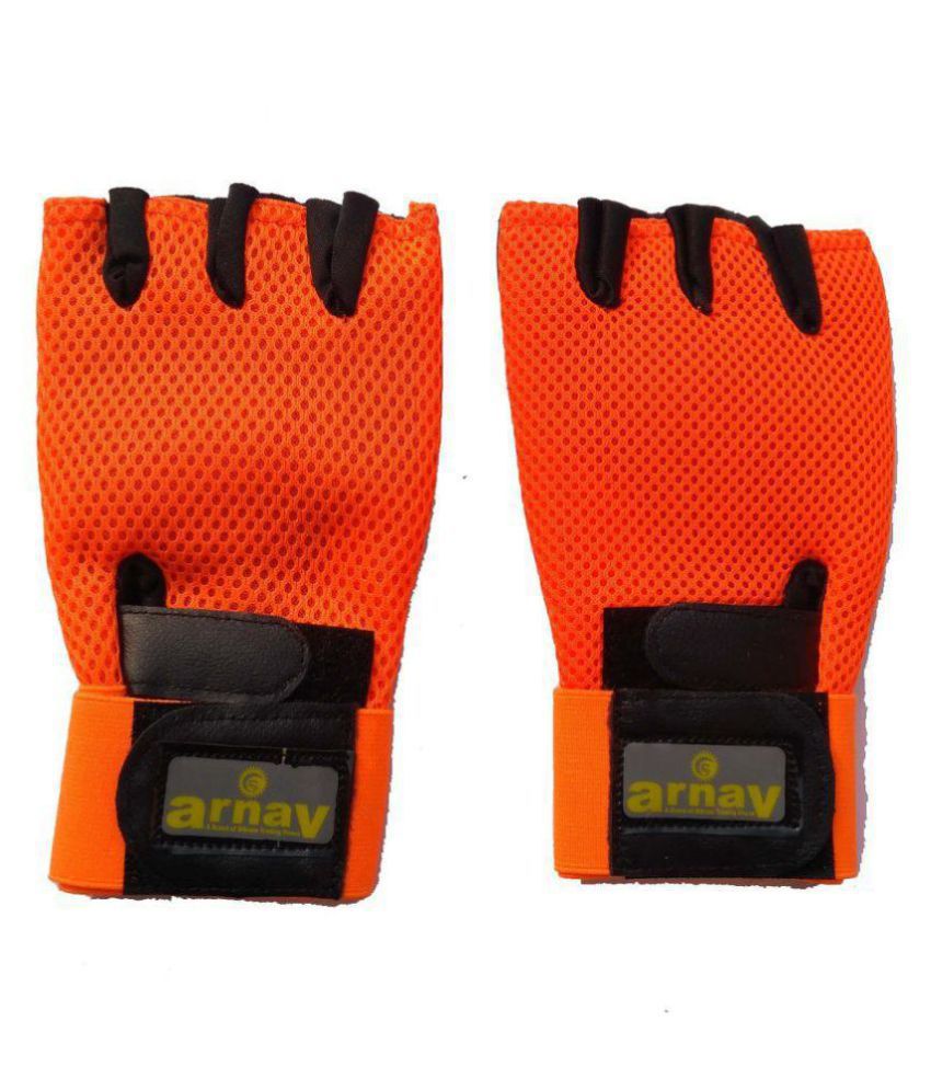 Arnav Orange Gym Glove Ergonomic foam padding With Extra Layer Wrap for better grip and wrist support