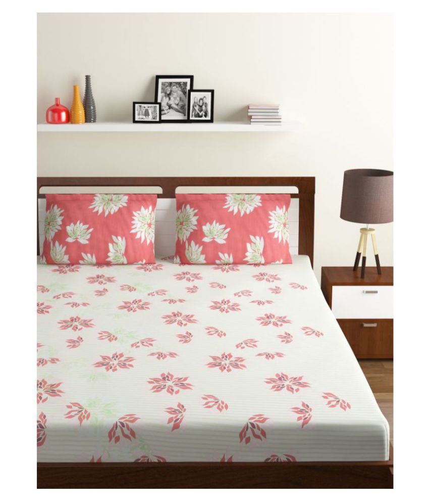 Bombay Dyeing Poly Cotton Double Bedsheet with 2 Pillow Covers ( 240 cm