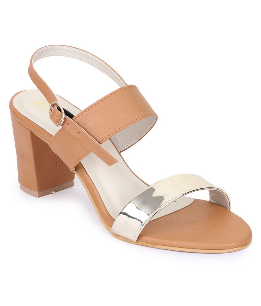 tan strappy block heels