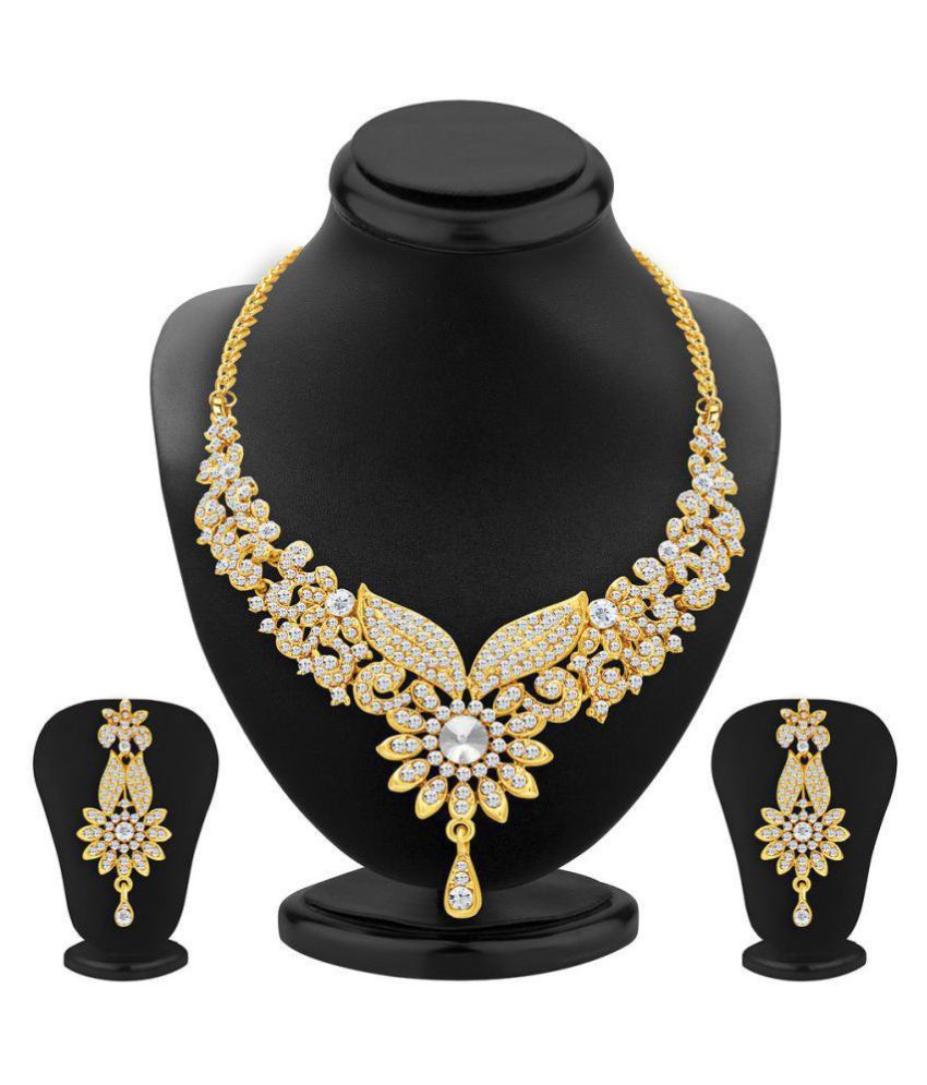 Sukkhi Golden Traditional 18kt Gold Plated Necklace set Combo Buy