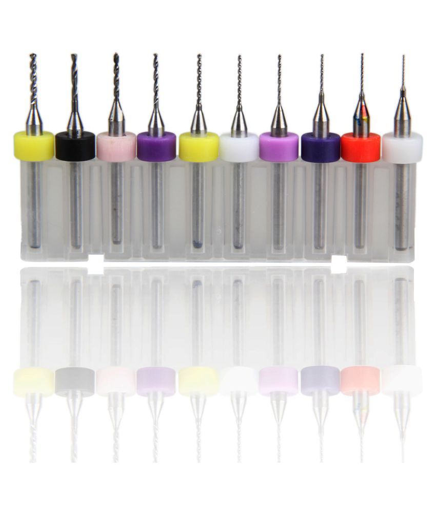 10Pcs PCB Print Circuit Board Carbide Micro Drill Bits Tools 0.3mm to 1.2 mm Kit