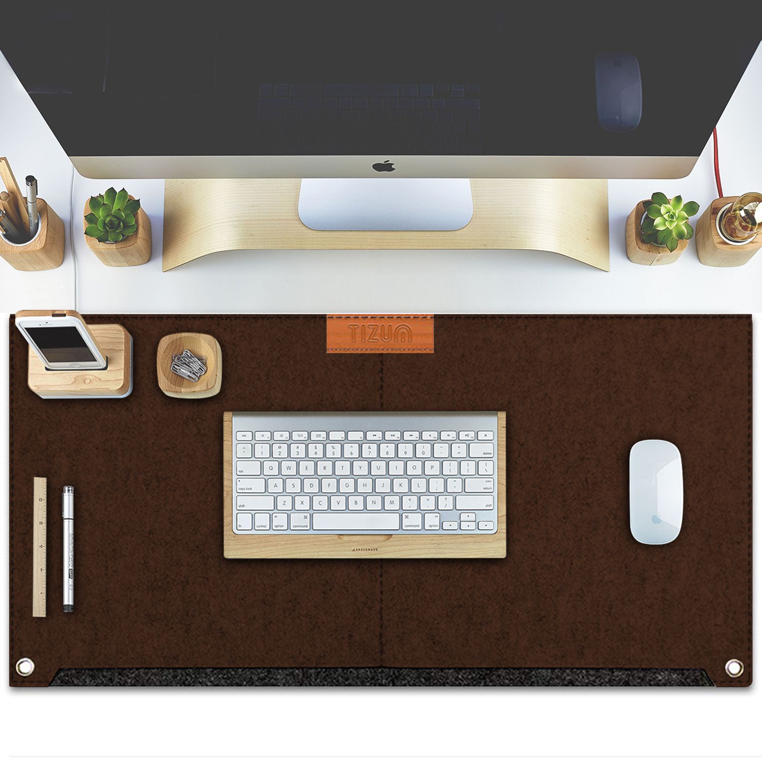 TIZUM 2 Pockets Felt Desk Mat for fice & Gaming Mouse pad