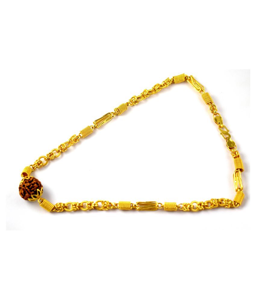 Gold Plated men's genuine rudraksha chain, men's jewellery: Buy Gold ...