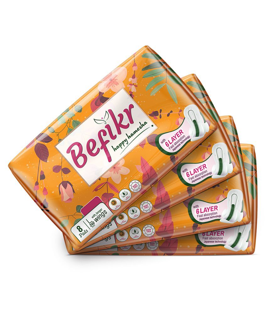 Befikr Large 32 Sanitary Pads Pack of 4 Buy Befikr Large 32 Sanitary