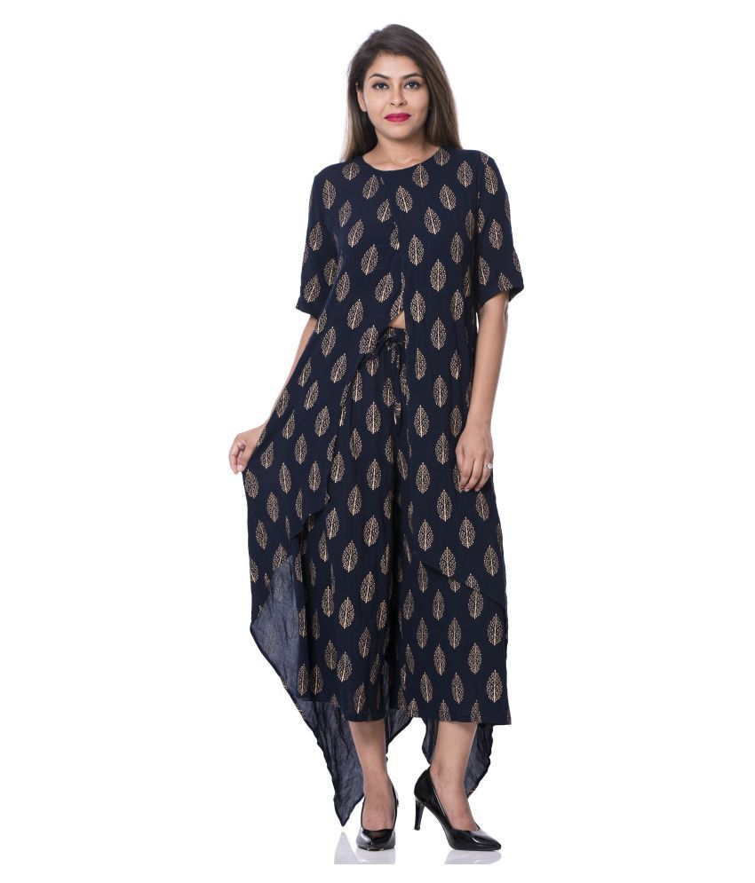 Secret Bazaar Navy Rayon A-line Kurti - Buy Secret Bazaar Navy Rayon A ...