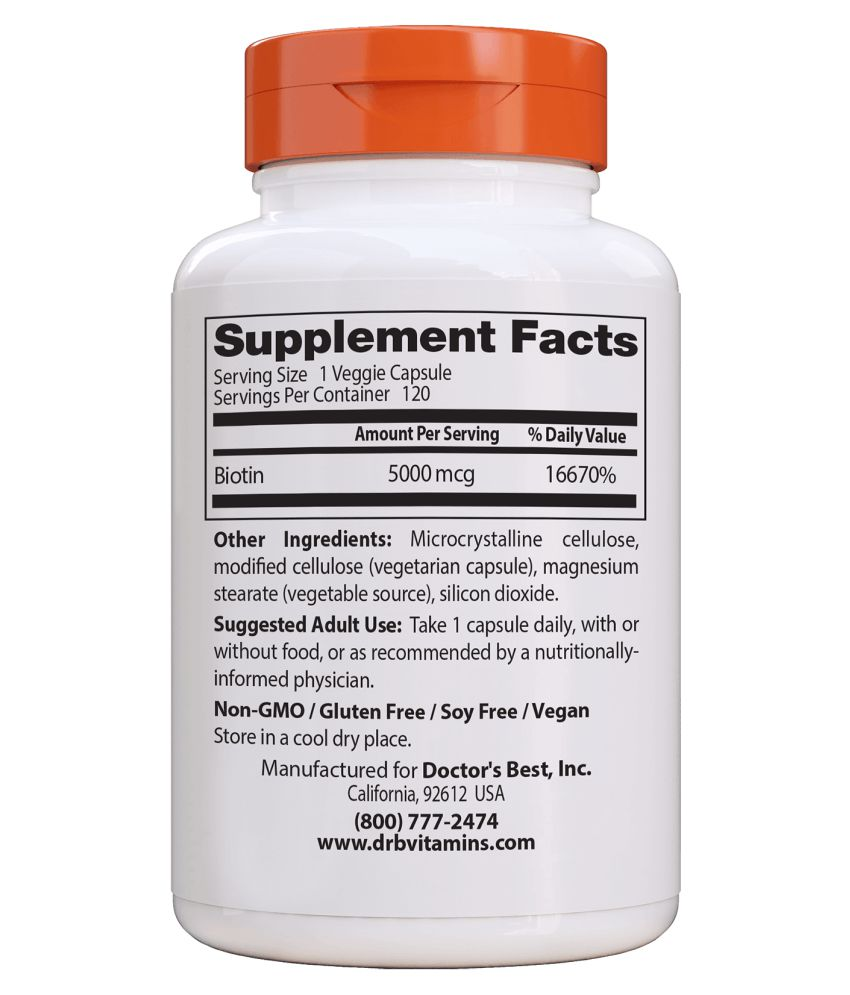 Doctor's Best Biotin Supplement 5,000 mcg 120 no.s ...