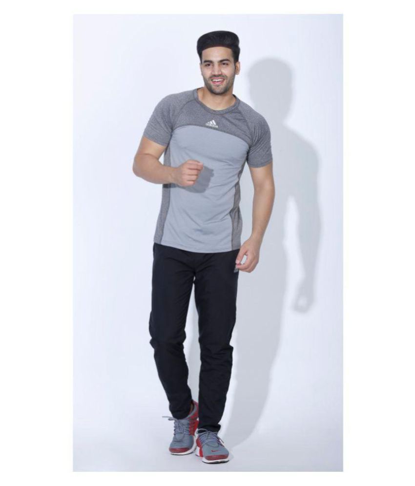 adidas black polyester lycra track pant