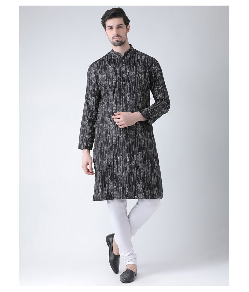     			Deyann Black Cotton Kurta Pyjama Set