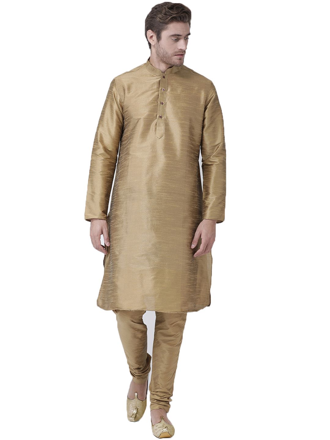     			Deyann Brown Silk Blend Kurta Pyjama Set