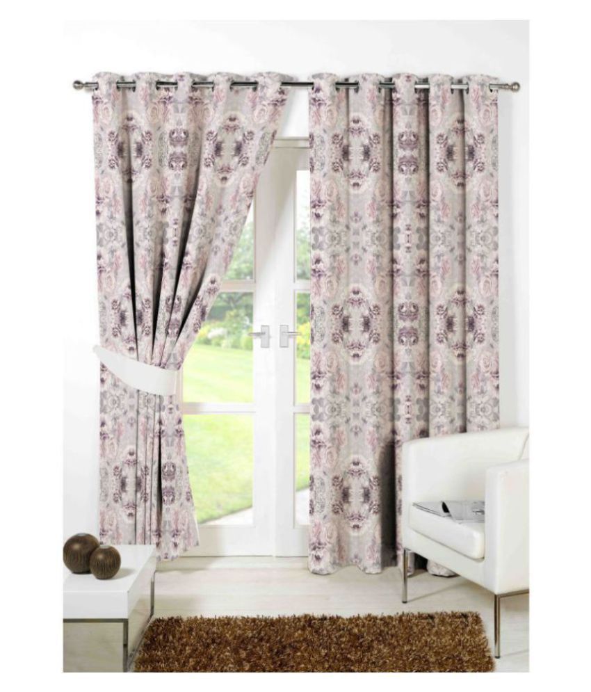     			B7 CREATIONS Single Door Semi-Transparent Eyelet Polyester Curtains Multi Color