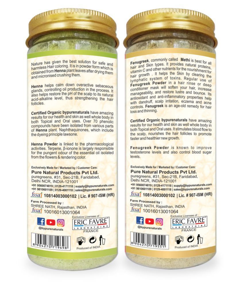 ByPurenaturals Organic Fenugreek Powder & Henna Powder Hair Mask 225 g