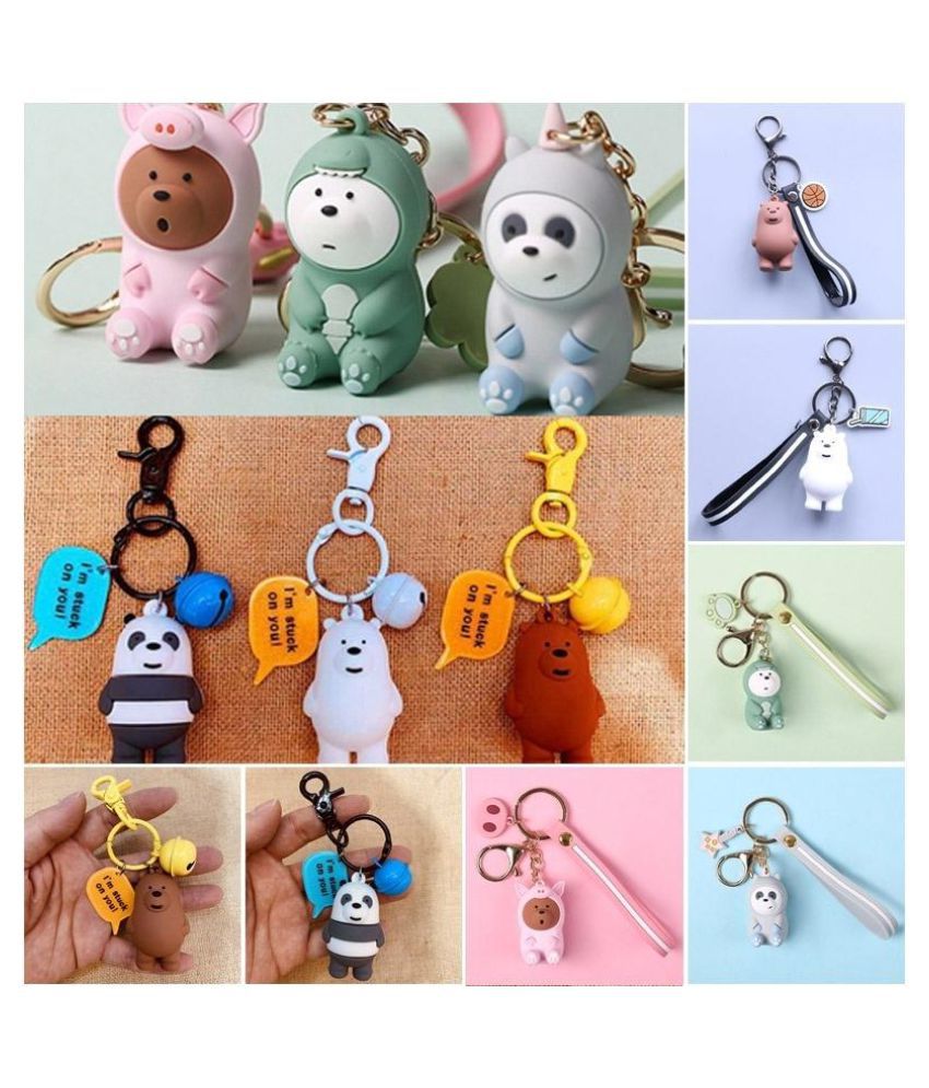 Cartoon Anime Cute Three Animal Bears Doll Keychain Women Car Bag Pendant  Belt Trinkets Key Chains Porte Clef: Buy Online at Low Price in India -  Snapdeal