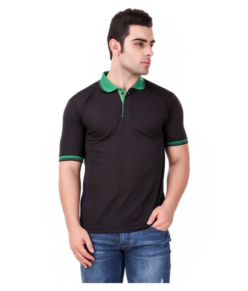     			KETEX Polyester Cotton Black Plain Polo T Shirt