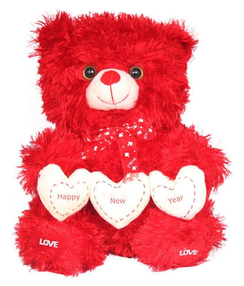     			Tickles Red Teddy with Happy New Year Message Soft Stuffed Plush Animal Soft Toy for Kids (Color: Red& White Size:30 cm)