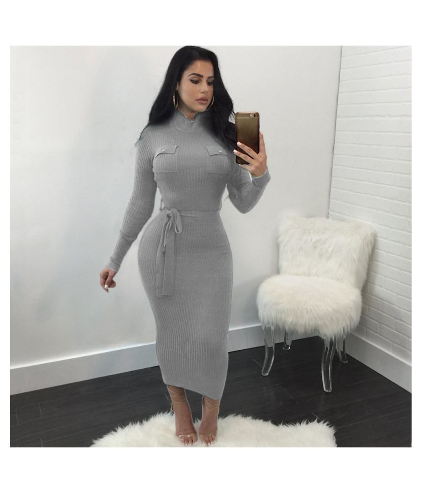 Women Autumn Winter Sweater Knitted Dress Belted Waist Slim Elastic  Turtleneck Long Sleeve Bodycon Dress - Buy Women Autumn Winter Sweater  Knitted Dress Belted Waist Slim Elastic Turtleneck Long Sleeve Bodycon Dress