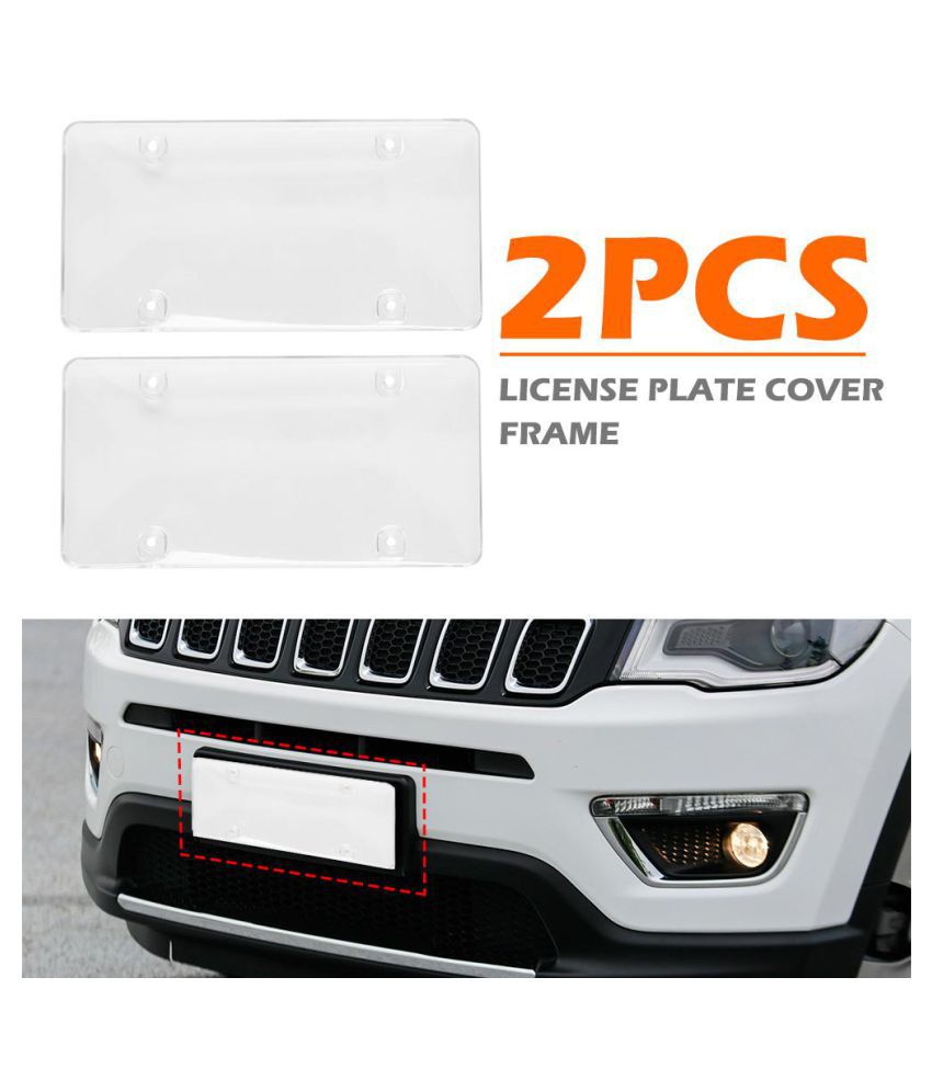 2pcs Clear License Plate Cover Frame Cover Shield Protector Car