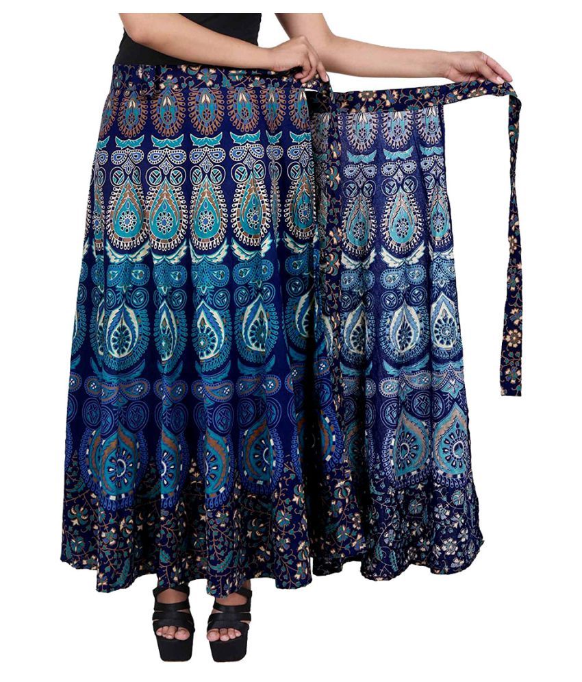 Buy JWF Cotton Wrap Skirt - Blue Online at Best Prices in India - Snapdeal