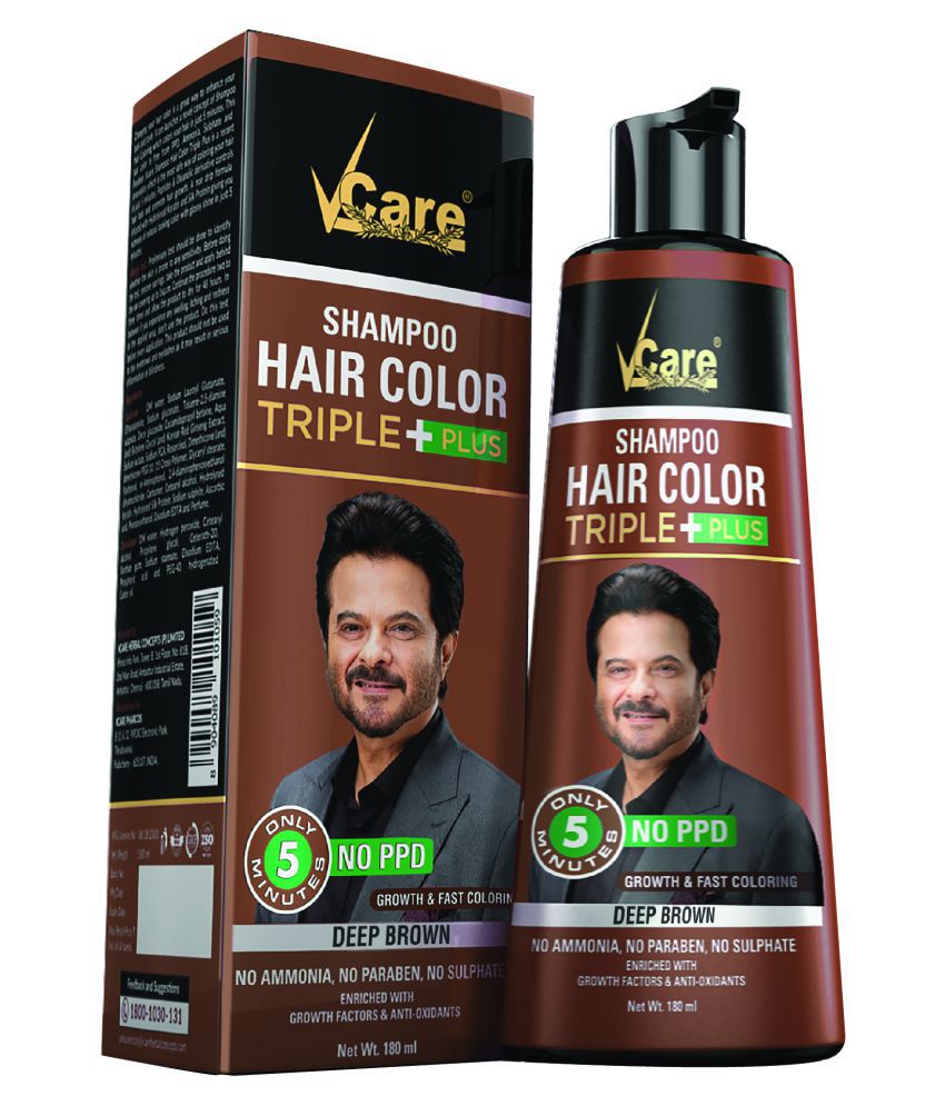 VCare Shampoo Hair Color Temporary Hair Color Brown 180 mL Pack of 2 ...