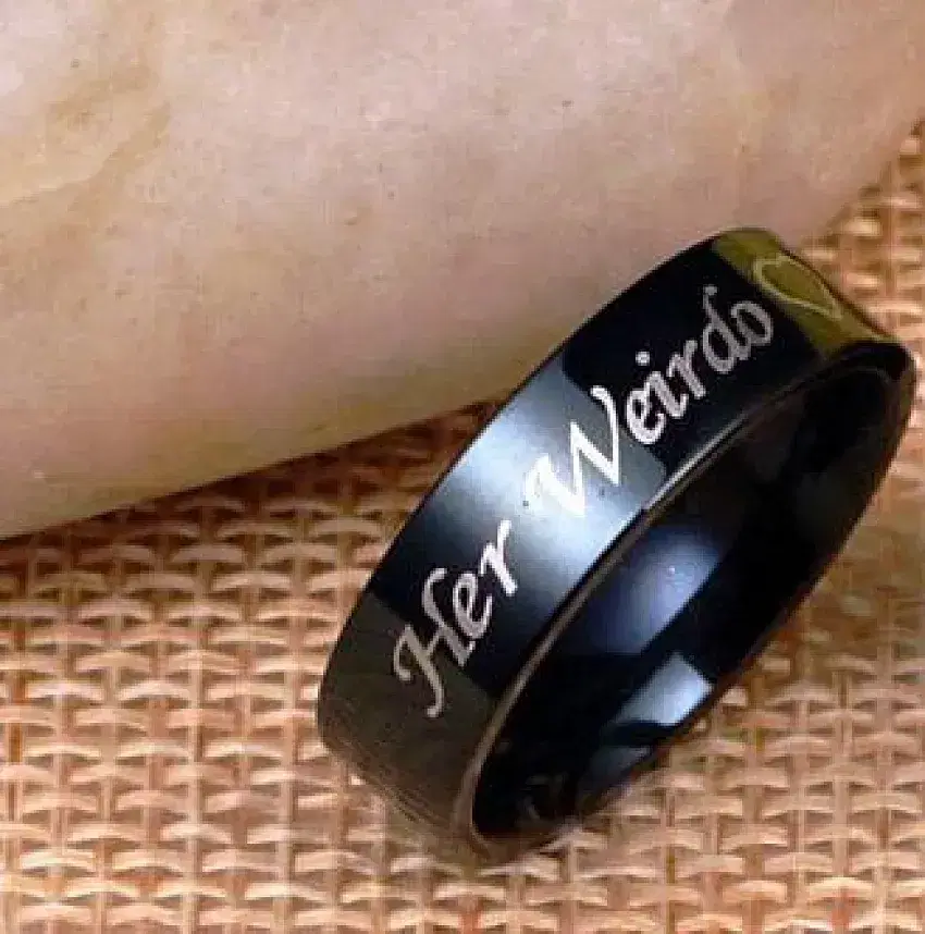 Matching Couple Rings – 'His Crazy Her Weirdo' Titanium Stainless Steel, Hypoallergenic, With Gift Box - View #8