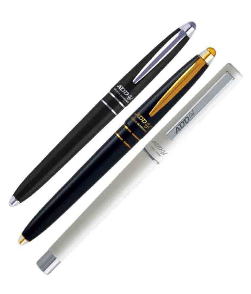     			Add Gel Combo Offer Pack Of 3 Pen Gold Diamond - Sliver Diamond - Roll tech Gel Roller Pen - Blue
