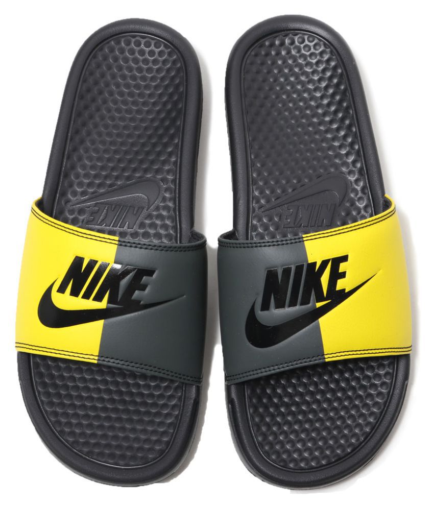 yellow nike slippers