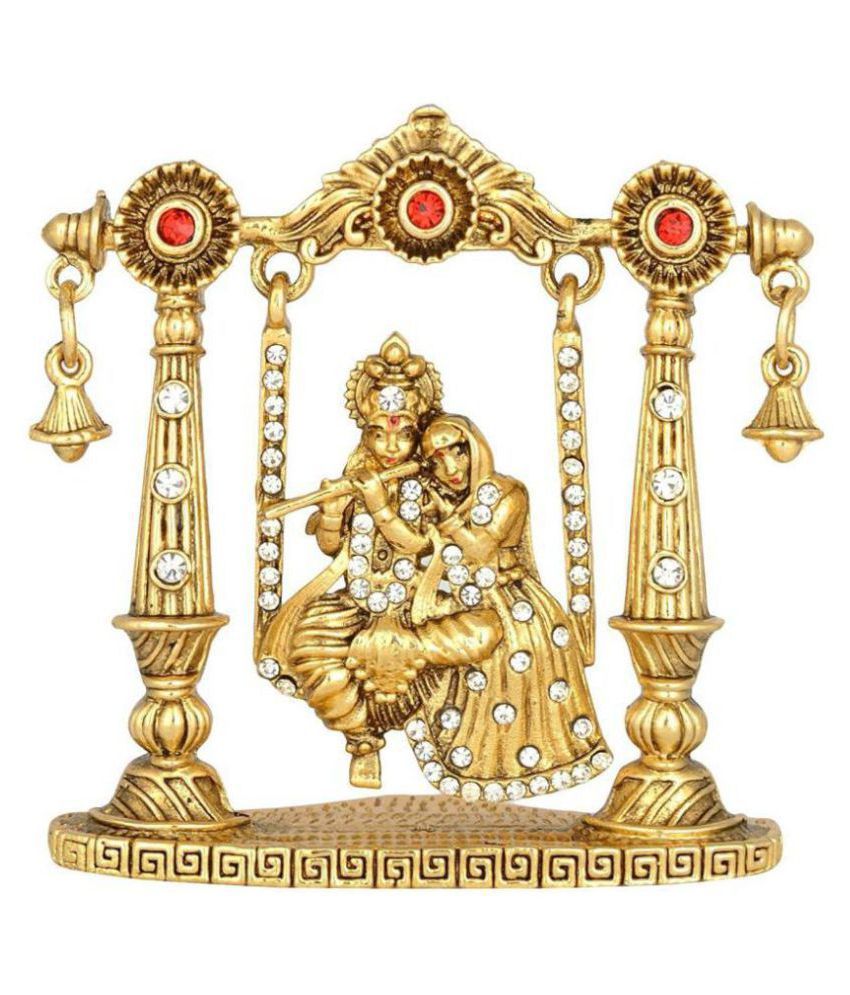     			NITIN  COLLECTION Radha Krishna Idol on Jhula (B-99) Gold Metal Statue