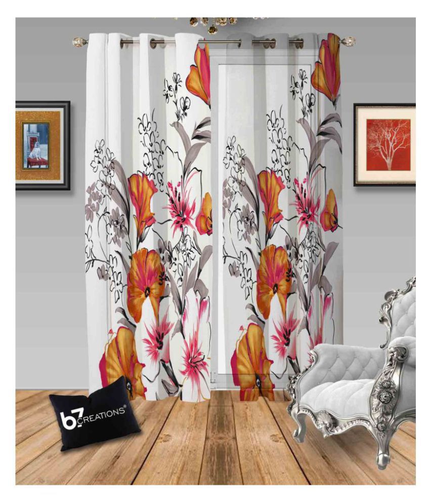    			B7 CREATIONS Single Long Door Semi-Transparent Eyelet Polyester Curtains Multi Color