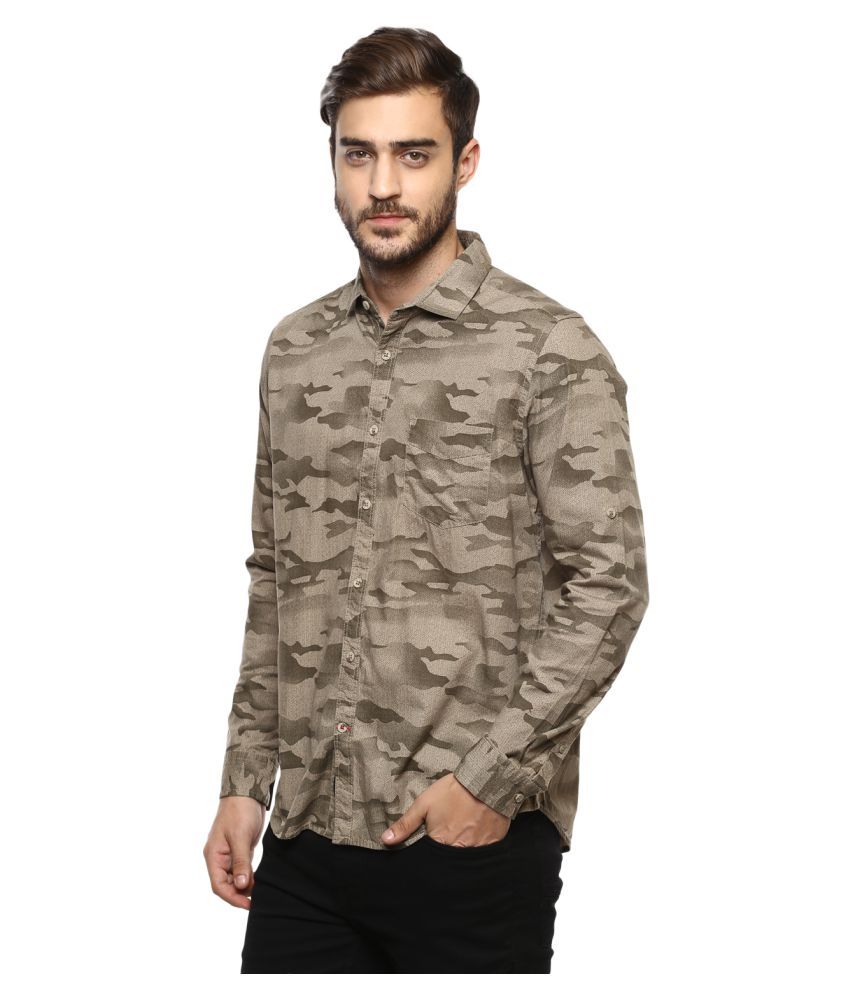 100 Percent Cotton Green Prints Shirt 