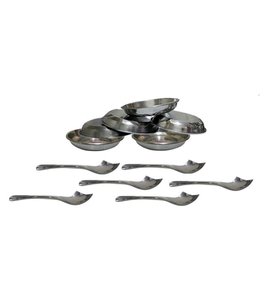     			Dynore 12 Pcs Stainless Steel Dessert Plate