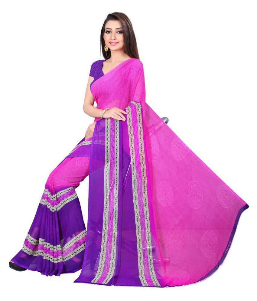 ANAND SAREES Pink Georgette Saree - Buy ANAND SAREES Pink Georgette ...