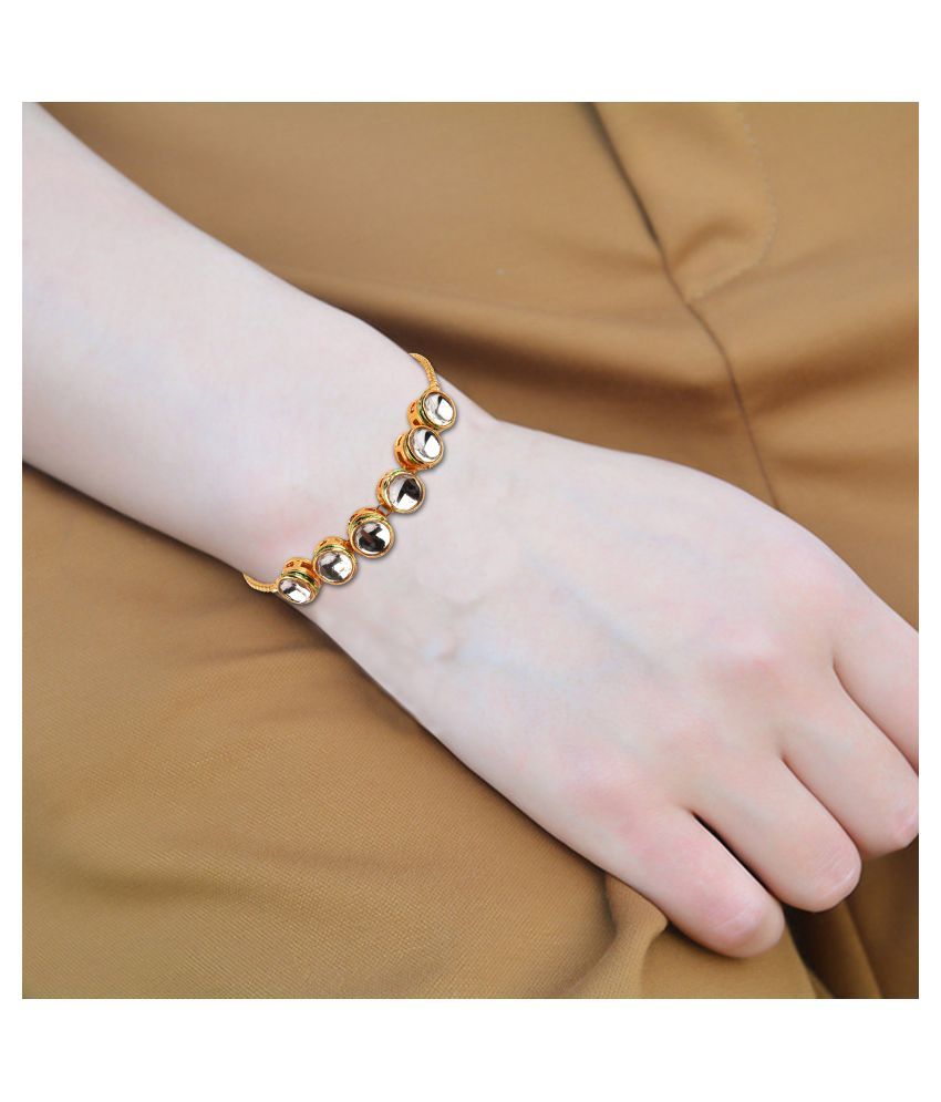 myGaonwala Copper Gold Plated Kundan Bracelet Buy myGaonwala Copper Gold Plated Kundan Bracelet