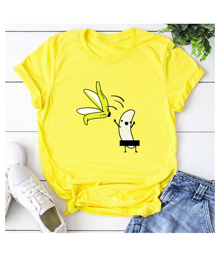Buy COCOSHOPE Women T-shirt Casual Women Cotton T-Shirt Naked Banana Cartoon  Print Short Sleeve O-Neck Funny Cute Tee Tops Online at Best Prices in India  - Snapdeal