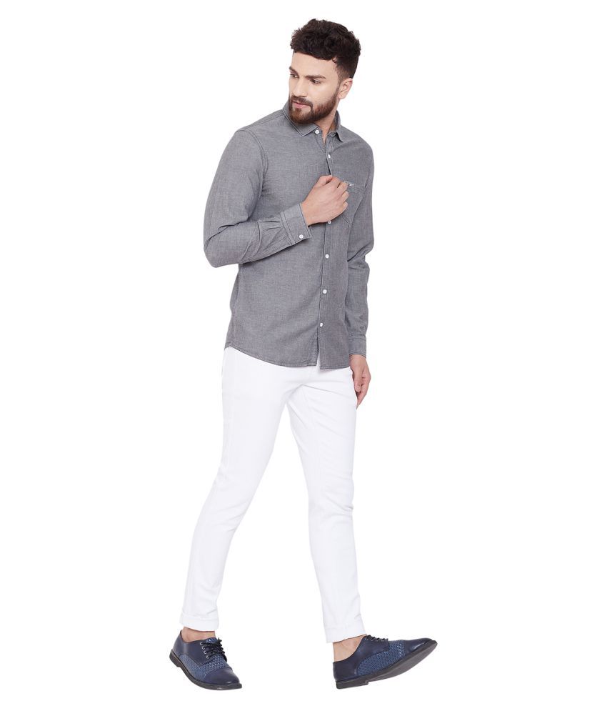 grey denim shirt combination