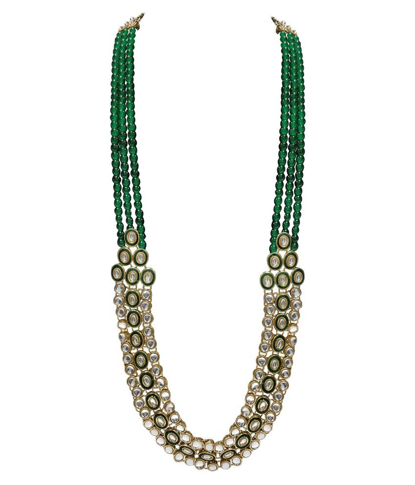 Peora Brass Green Rope Traditional Gold Plated Necklaces Set Buy
